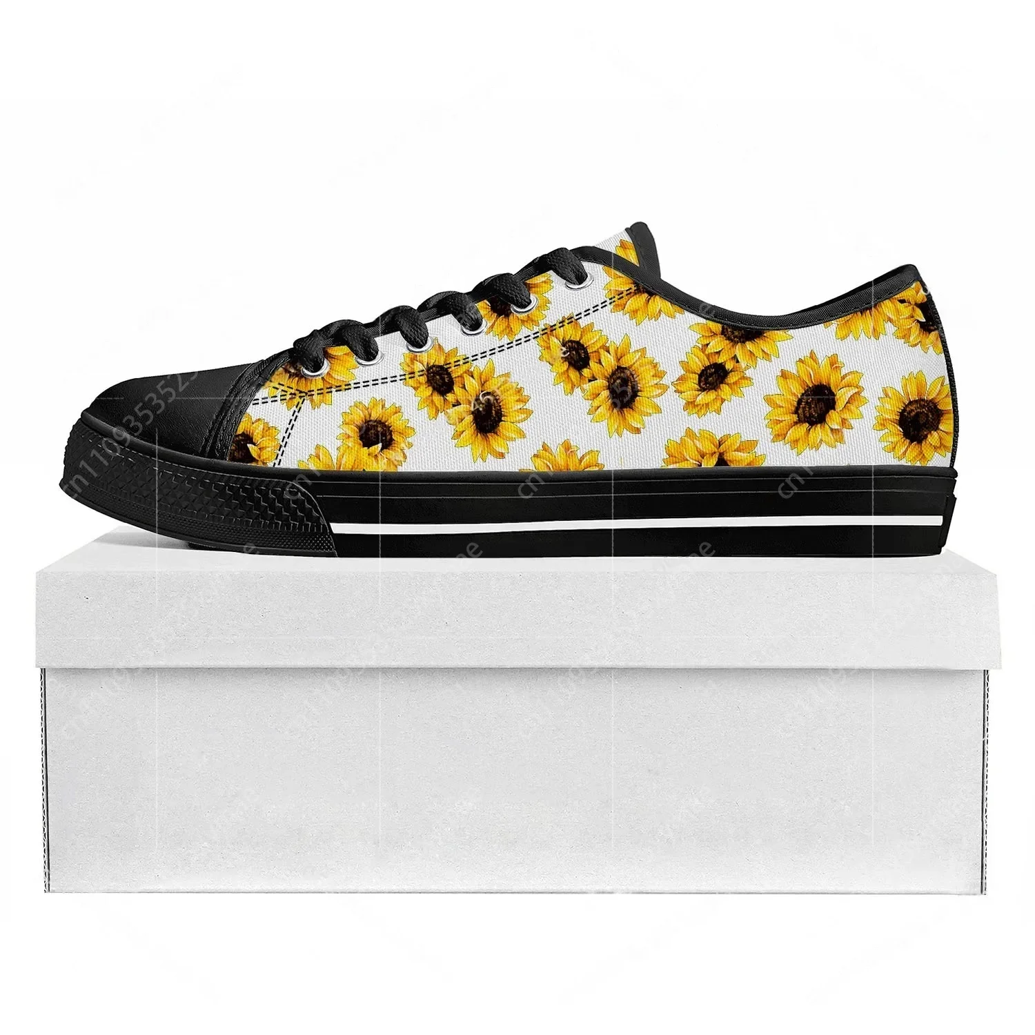Women'S Yellow Fashion Sneakers - Zonnebloem gele bloem lage top hoge