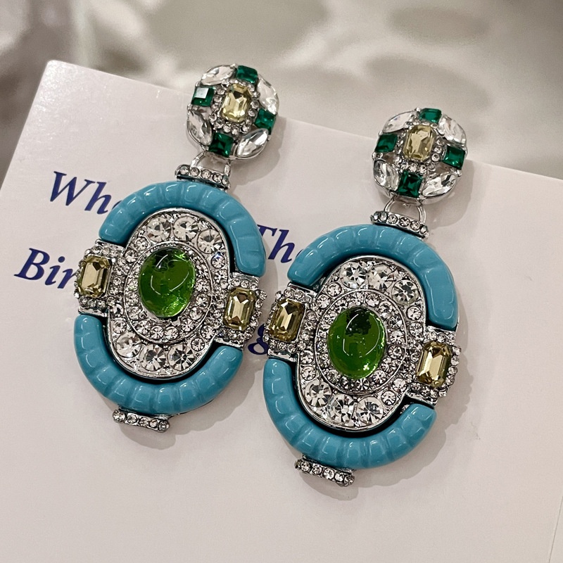 Women'S Fashion Victorian Era - Vintage turquoise smaragd zilveren hangende oorbel