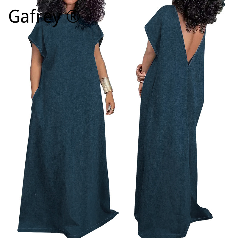 Women Fashion Jeans - XXXXL Plus Size Dames Denim Maxi-jurk