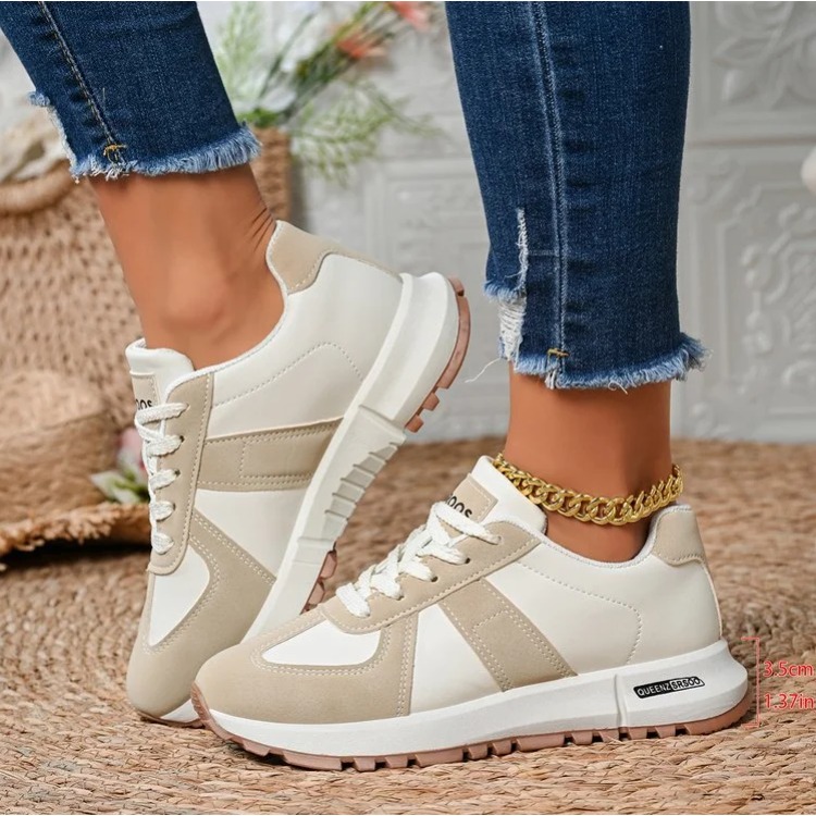 Women'S Yellow Fashion Sneakers - Mode gestreepte lichtgewicht damessneakers Zachte zool