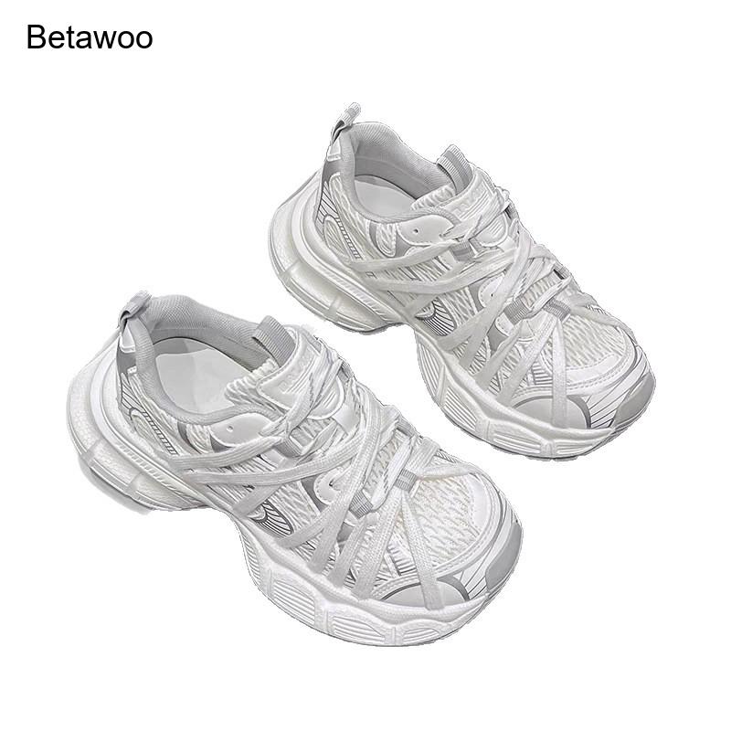 Women'S Yellow Fashion Sneakers - Damesmode Mesh Platform Chunky Sneakers Veterschoenen