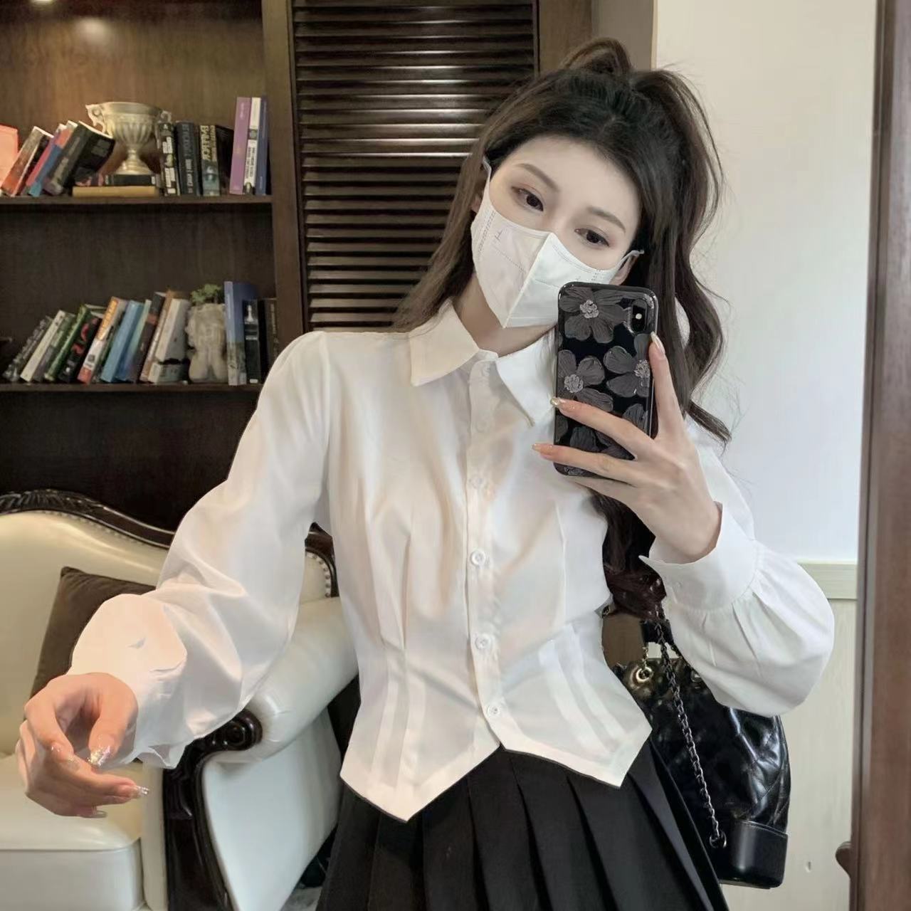 Wrap Blouse Chiffon - Jaren 2000 Wit Vintage Shirt Met