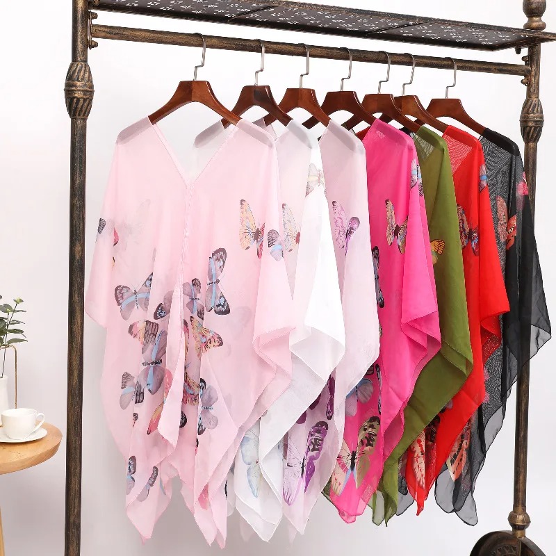 Wrap Blouse Chiffon - Dameszonbeschermingssjaal voor fietsen Dame Zomer Chiffon
