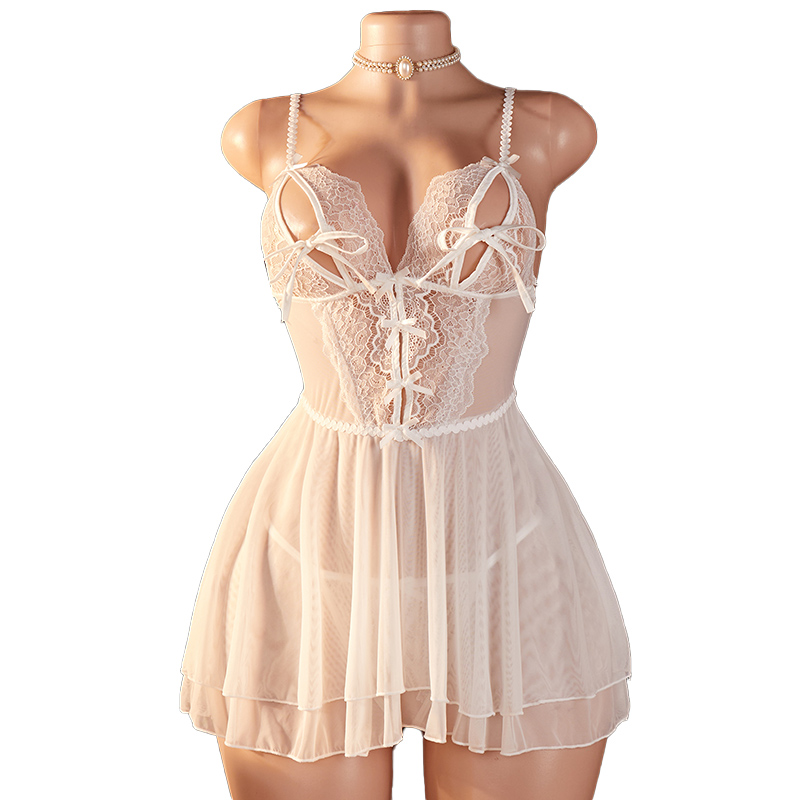 Floral Summer Dress - Transparante sexy vrouw lingerie diepe V