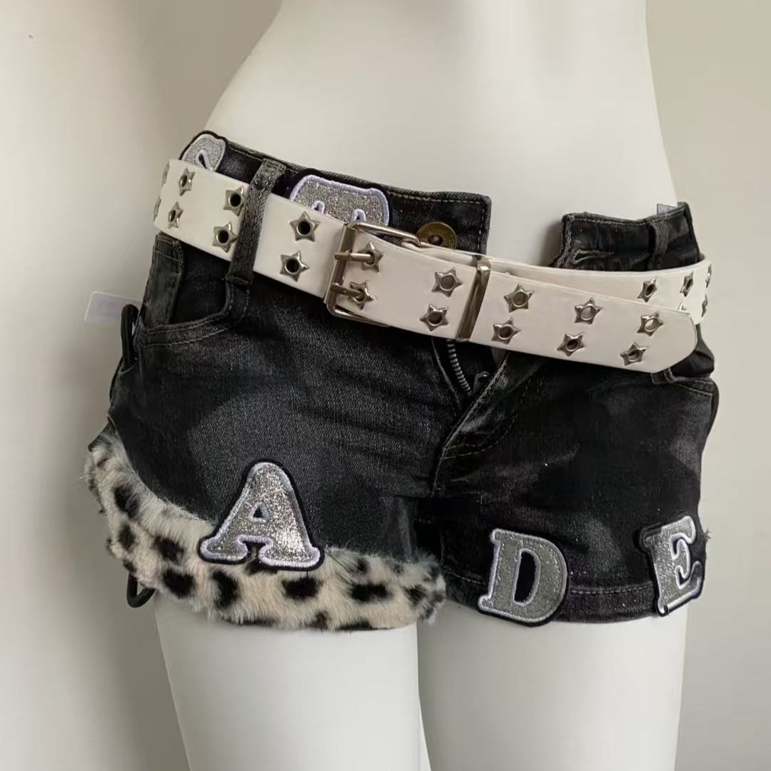 Women Fashion Jeans - Y2k Geborduurde Patch Denim Shorts Vrouw