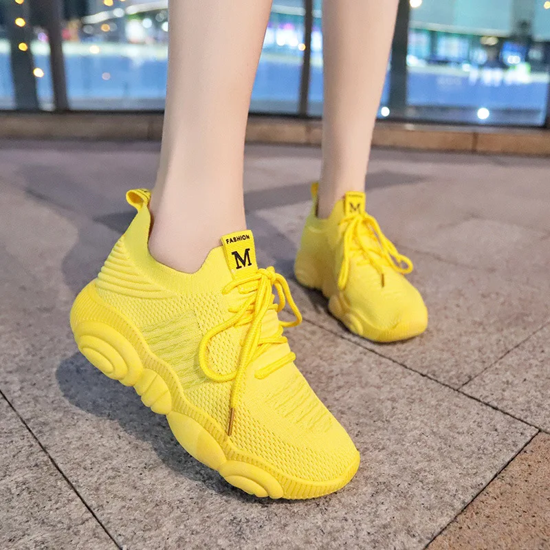 Women'S Yellow Fashion Sneakers - Mode Sneakers Vrouwen Platform Sneakers Casual