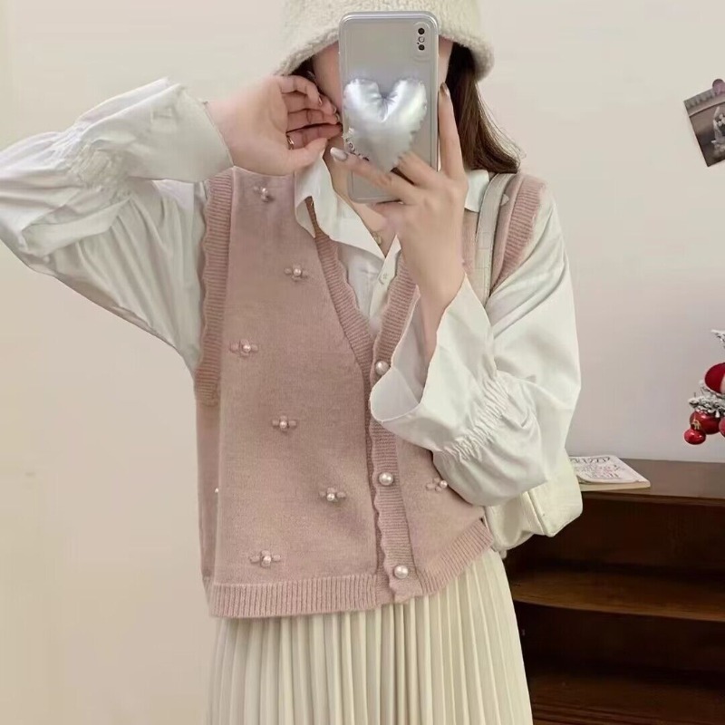 Women'S Fashion Trends Autumn 2025 - Roze gebreide vesten voor dames Casual