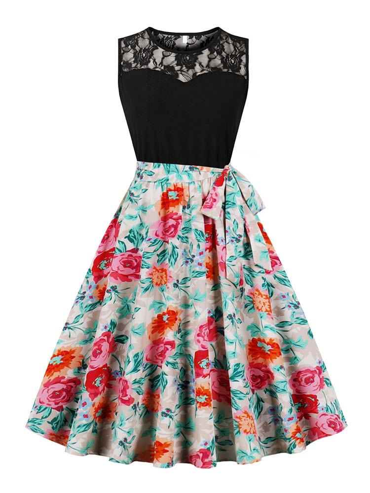 Women'S Fashion In The 50S - Elegante mouwloze geplooide midi-jurk met hoge