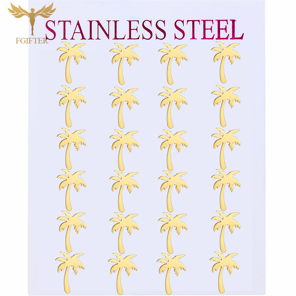 Women'S Fashion Retailers - 12 paar gouden roestvrijstalen palmboom oorbellen,