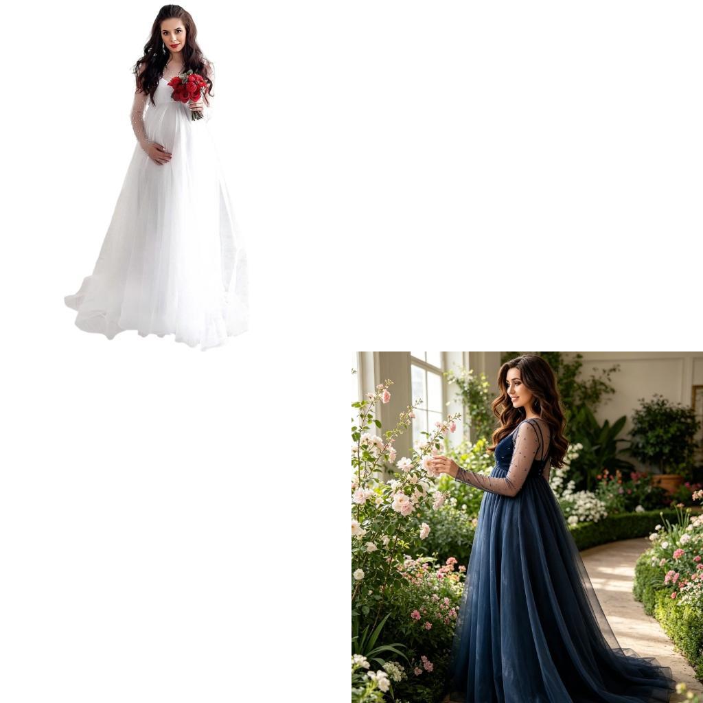 Women Fashion Photoshoot - XXFE Stijlvolle zwangerschapsjurk met mesh-inzet zacht