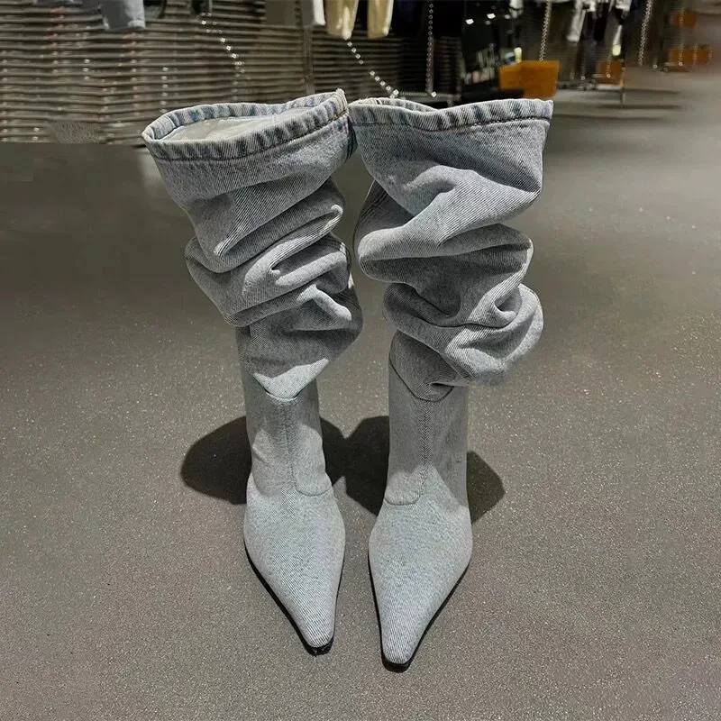 Hoge hak lange buis over de kn - Women Fashion Jeans recensie en prijs