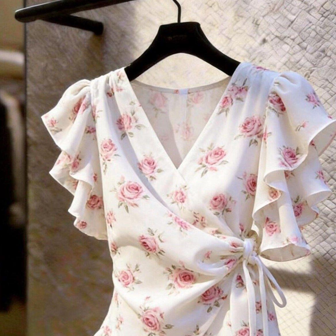 Roze bloes met V-hals, wikkelm - Wrap Blouse Chiffon recensie en prijs