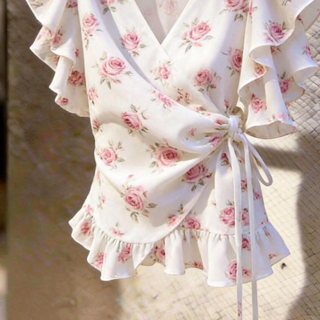 Roze bloes met V-hals, wikkelm - Wrap Blouse Chiffon recensie en prijs