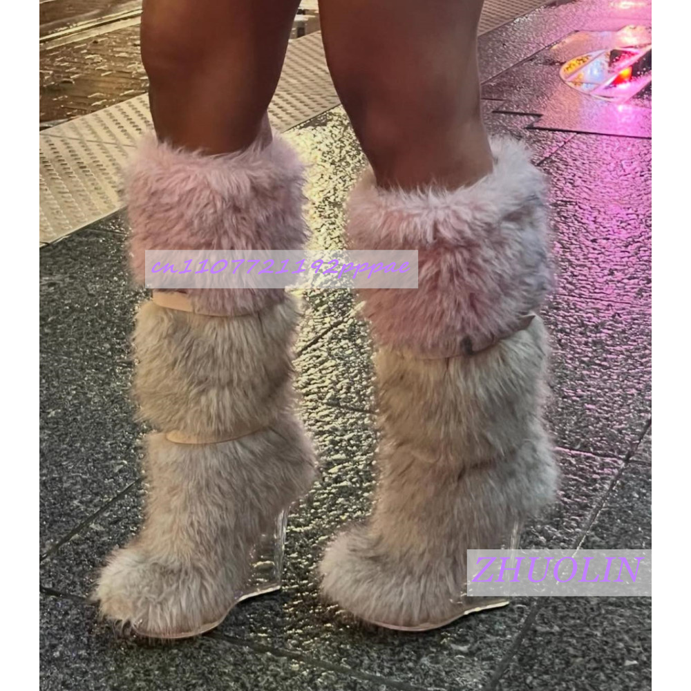 Winter Gradiënt Harige Transpa - Women'S Fashion Leather Boots recensie en prijs