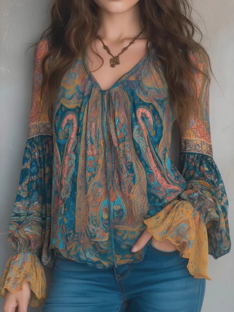 Etnische dames vintage bohemia - Wrap Blouse Chiffon recensie en prijs