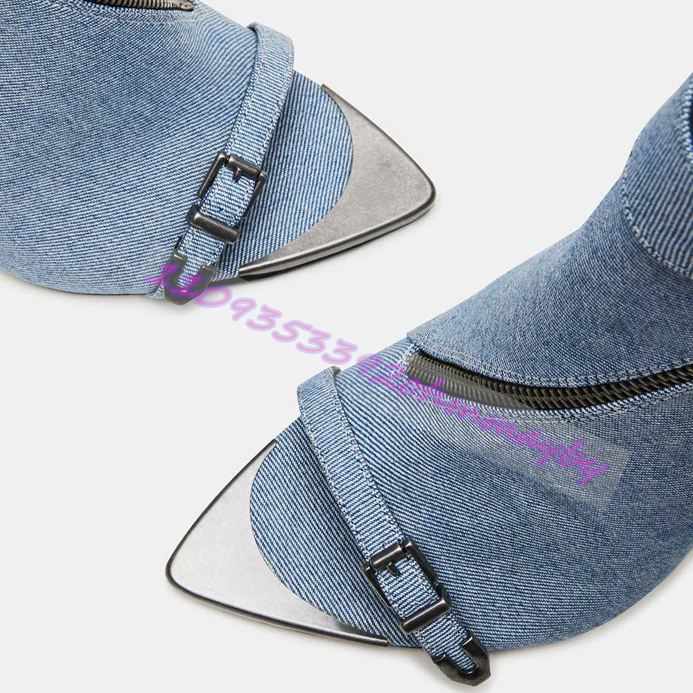 Zomer blauwe denim laarzen met - Women'S Fashion Leather Boots recensie en prijs