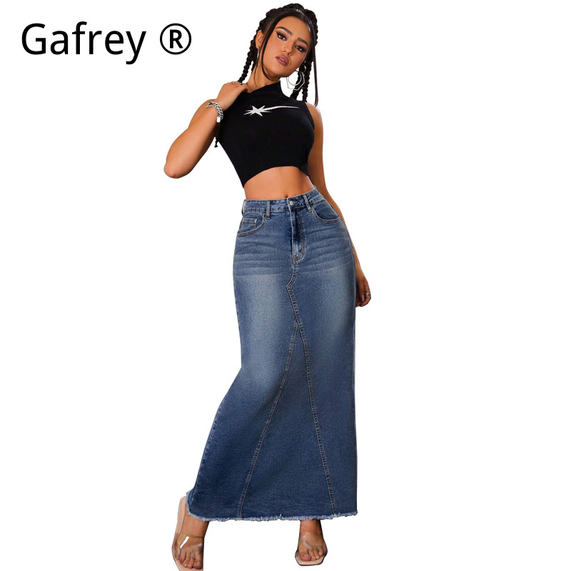 Dames Denim Midi Rok Hoge Tail - Women Fashion Jeans recensie en prijs