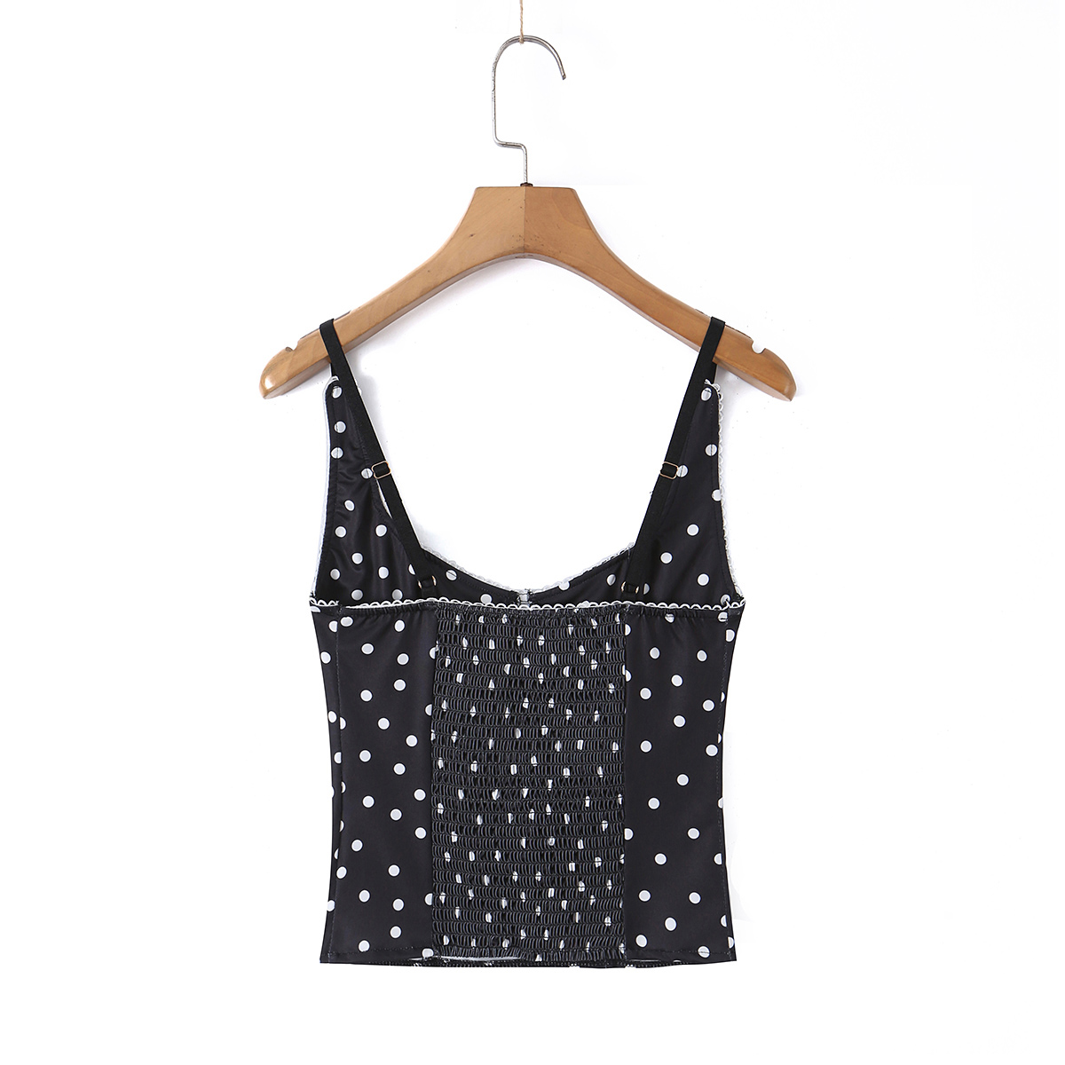 Zwarte polkadot corset cami to - Lace Trim Cami recensie en prijs