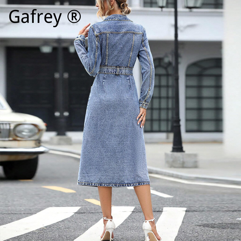 Vrouwen denimjurk met lange mo - Women Fashion Jeans recensie en prijs