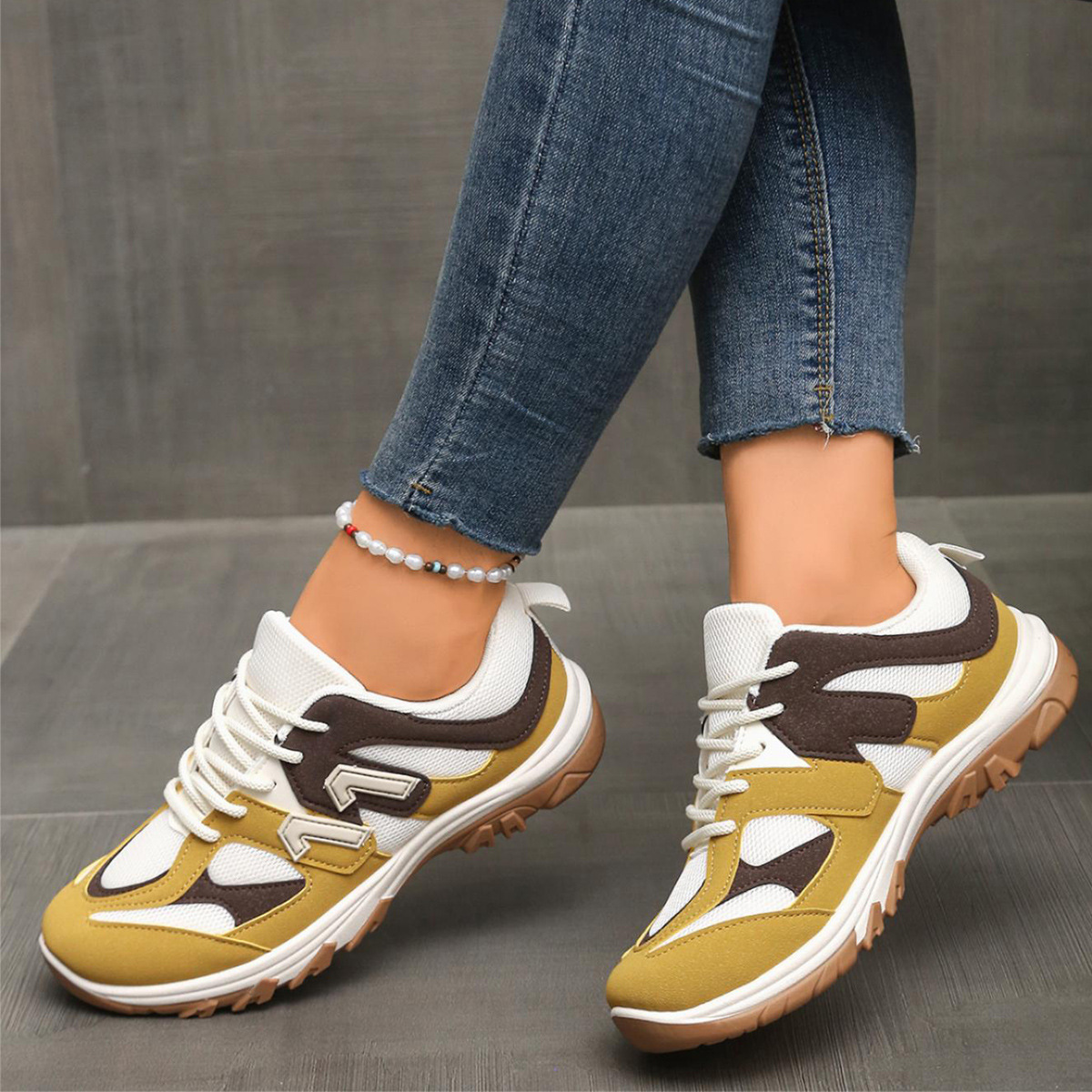 Mode grijs geel mix kleur anti - Women'S Yellow Fashion Sneakers recensie en prijs