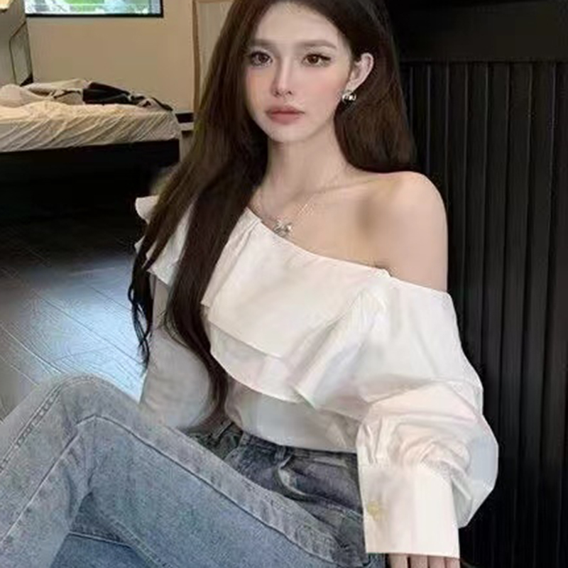 Vintage gegolfd off-shoulder w - Wrap Blouse Chiffon recensie en prijs