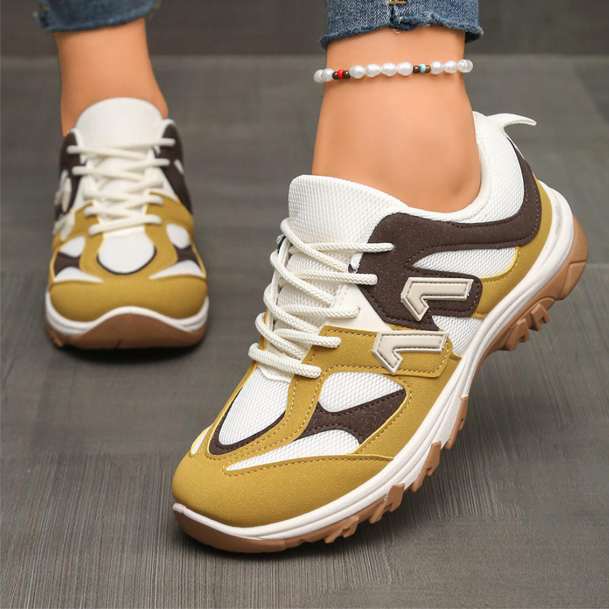 Mode grijs geel mix kleur anti - Women'S Yellow Fashion Sneakers recensie en prijs