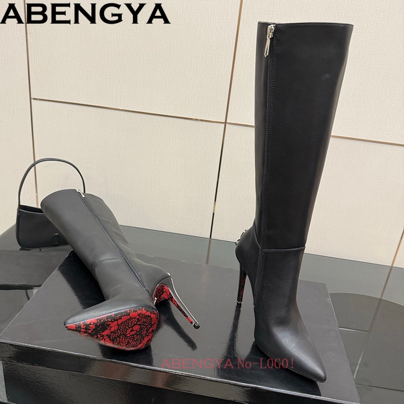Sexy Zwart Lederen Knie Hoge L - Women'S Fashion Leather Boots recensie en prijs