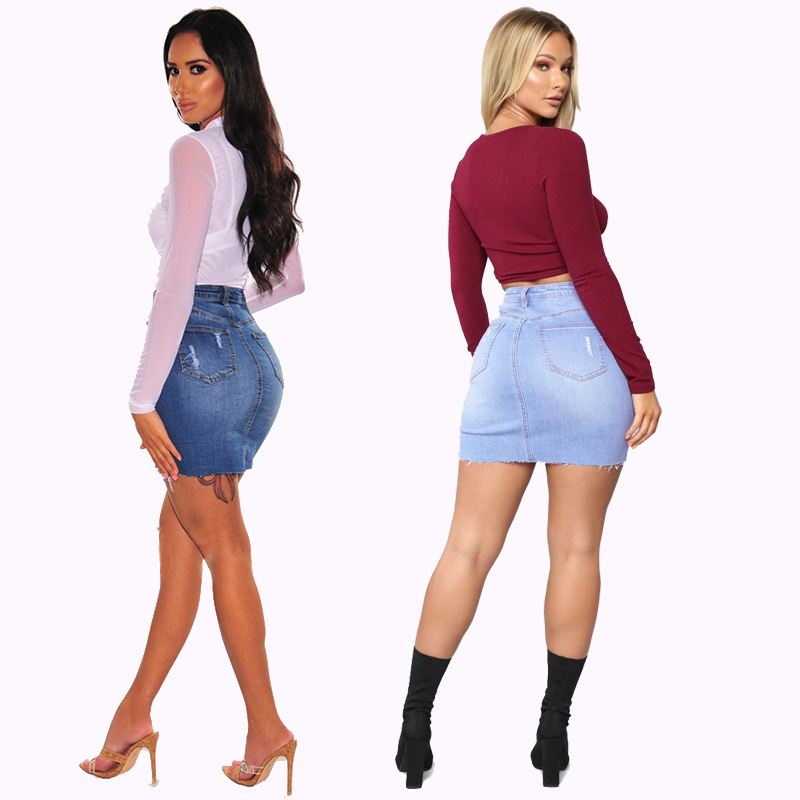 Distressed denim minirokken vo - Women Fashion Jeans recensie en prijs