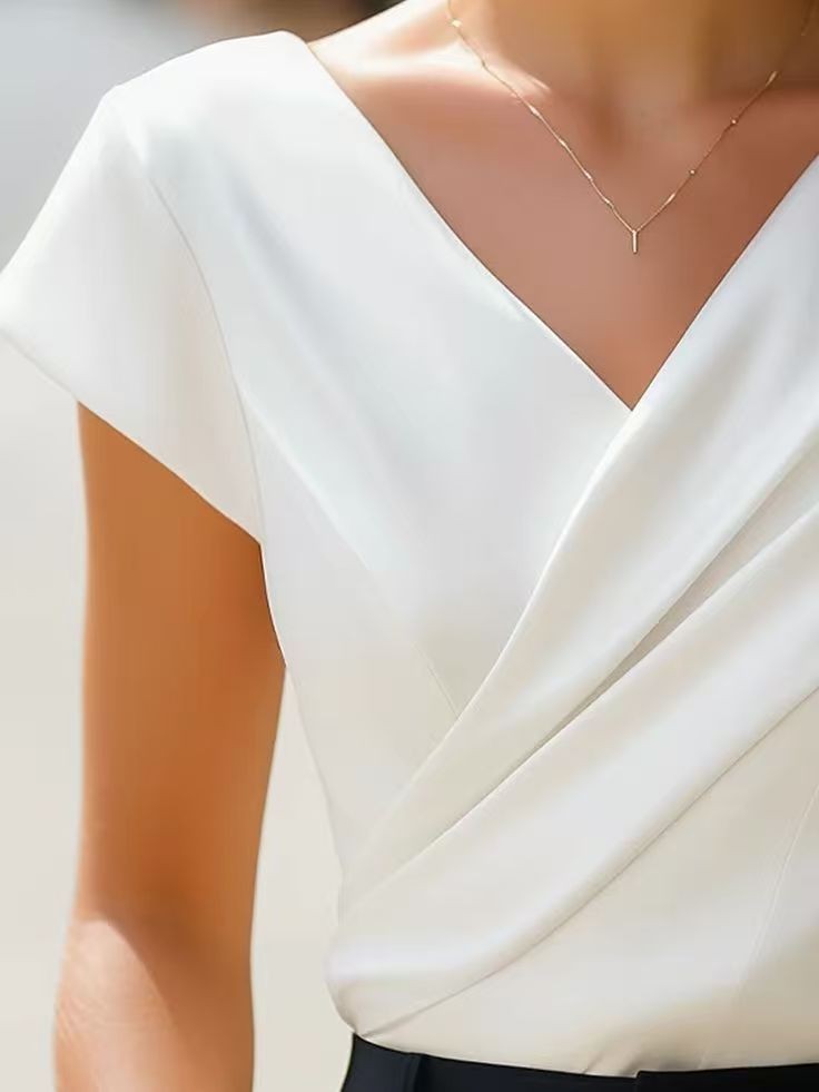 Zomer damesblouse effen witte  - Wrap Blouse Chiffon recensie en prijs