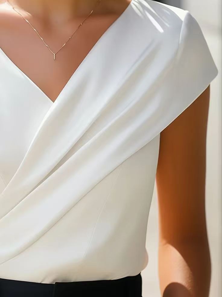 Zomer damesblouse effen witte  - Wrap Blouse Chiffon recensie en prijs