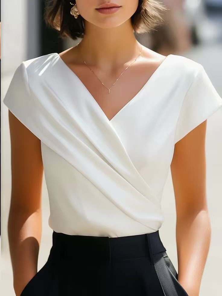 Zomer damesblouse effen witte  - Wrap Blouse Chiffon recensie en prijs
