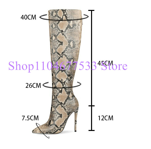 Sexy Slangenhuid Gedrukt Leer  - Women'S Fashion Leather Boots recensie en prijs